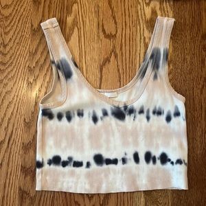 brown and blue tie die crop